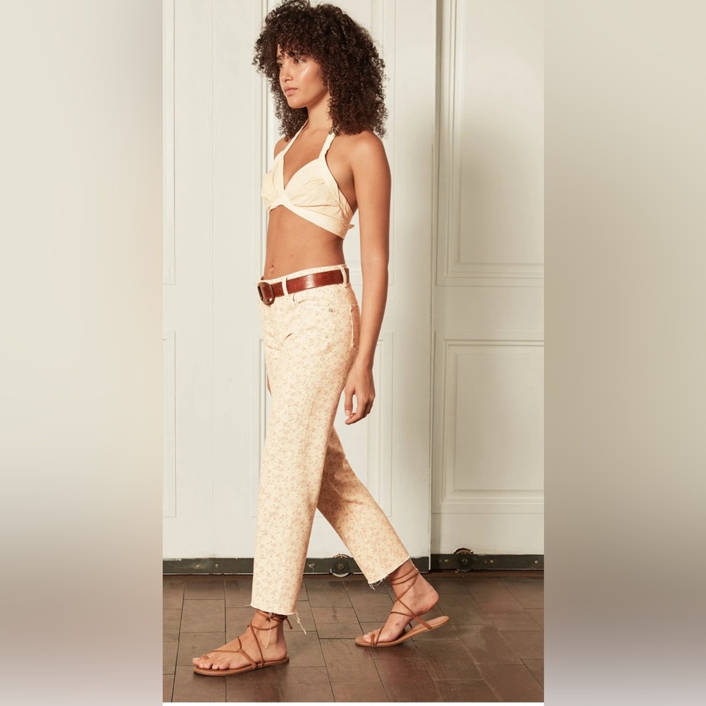 BOYISH The Tommy High-Waisted Rigid Straight Leg Jeans Floral Desert Rose 32